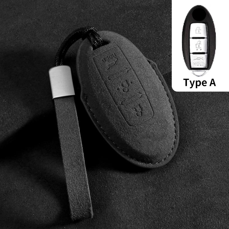 Suede Car Key Case Cover Fit For Q50 Q60 Q70 Qx50 Qx60 Qx70 G25 Fx Jx35 Fx25 Fx35 Ex37 Non-Oem Key Fob Protector