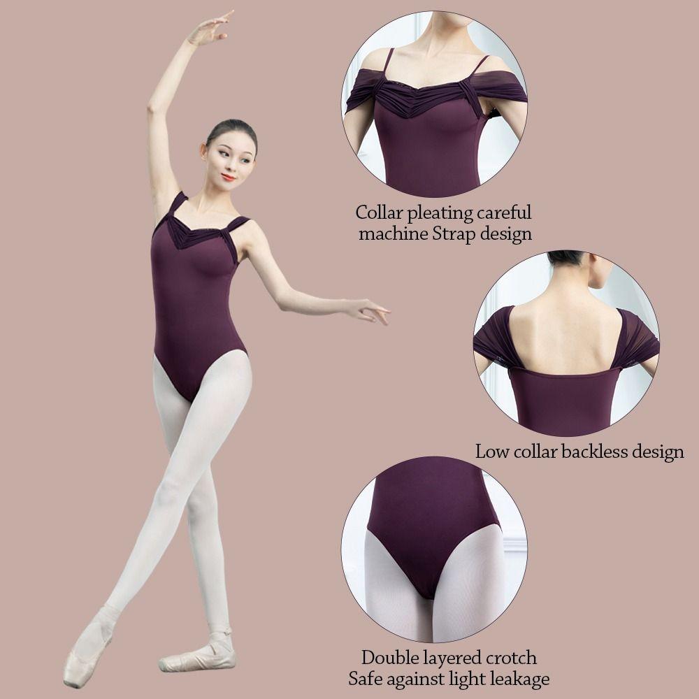 Maillots de Ballet en Maille pour Femmes Bodysuit de Yoga Élastique Mode Tenue de Danseuse Ballerine Patinage