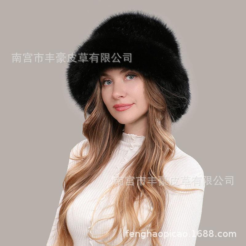 Women Winter Thick Warm Faux Fur Bucket Hat Fluffy Fashionable Ear Flaps
