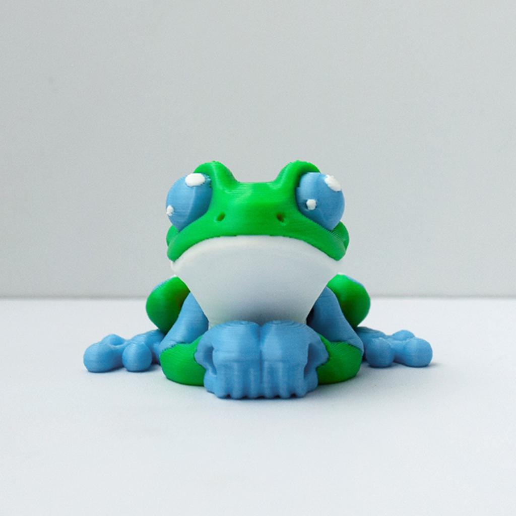 Simulation Of Blue And Green Frog Toy Statue 3D Printing Toy Creative Joints Movable Small Frog Model Home Decoration Funny Gift