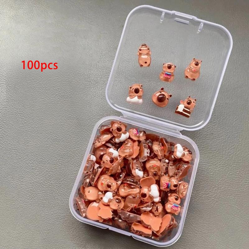 

100pcs Mini Capybara Miniatures, Animal Figurines Fairy Garden Home Desk Ornament Micro Landscape Diy Craft Decoration коричневый