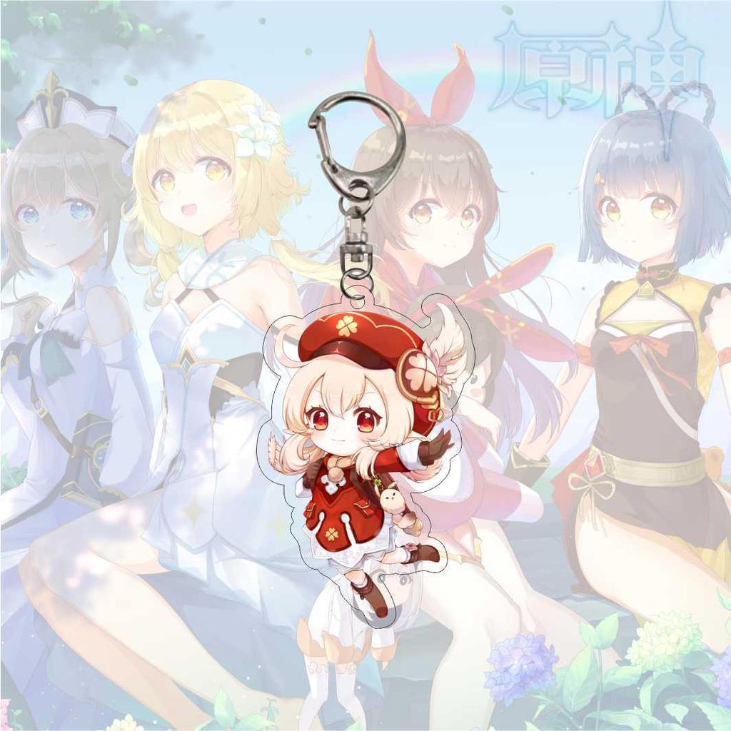 Cartoon Anime Genshin Impact Keychain Acrylic Double Sided Transparent Key Chain Ring Keyring Accessories Jewelry For Fans Gifts