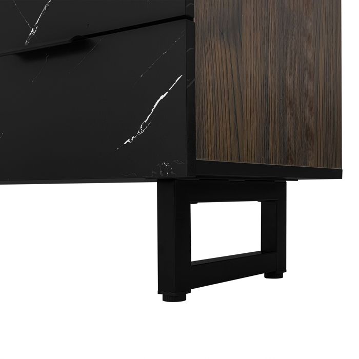 TV Stand W 200cm with LED - 2 Doors & 2 Drawers - Brown