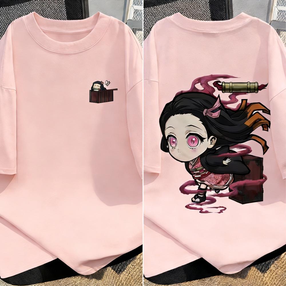 Plus Size Demon Slayer Anime Printed Unisex Women Tshirt Casual Parent Child Top Fashion Summer Street Wear Y2K Harajuku Style