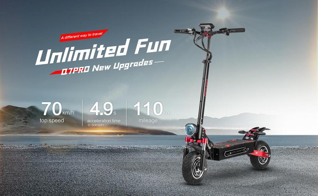 Off-road Electric Scooter BOYUEDA Q7 PRO MAX 10'' Tire 3200W Motor 52V28Ah Battery 70km/h Max Speed 110km Max Range