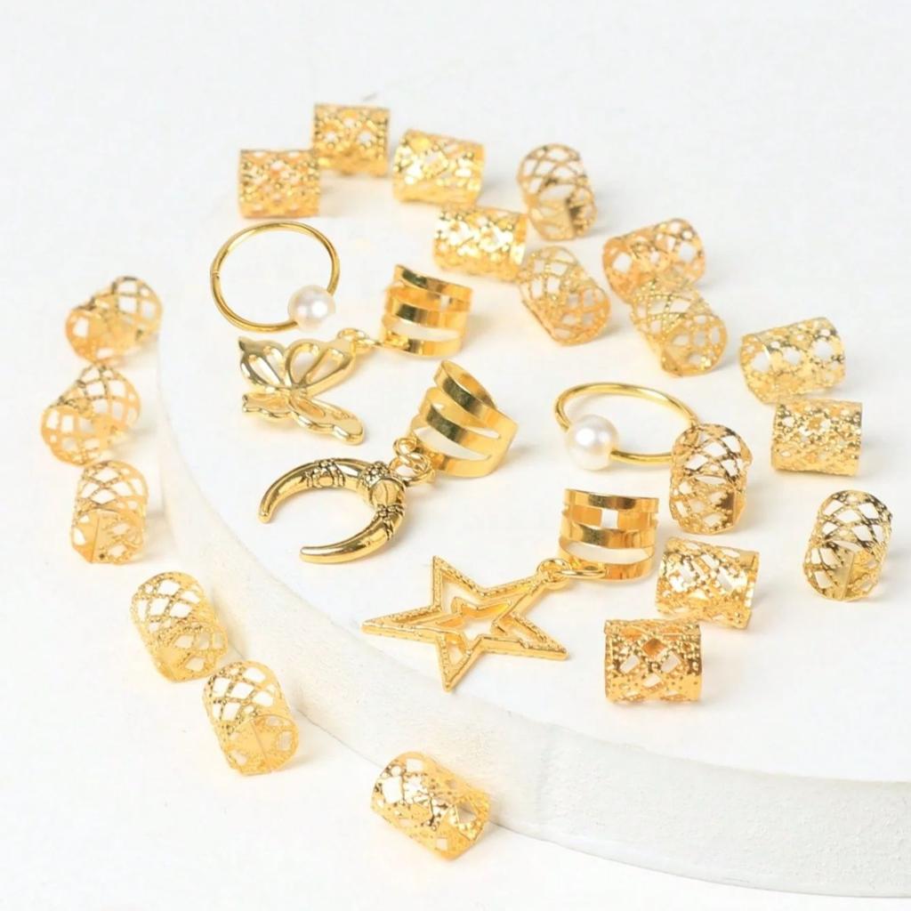 25pcs Dreadlock Hair Rings Adjustable Cuffs Clip Hair Braids Dirty Braids Bead Hairpin Hair Accessories Headwear for Women Girls