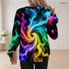 Women Plus Size Round Neck Long Sleeve Ribbed Cuffs Galaxy Nebula Print Sweatshirt