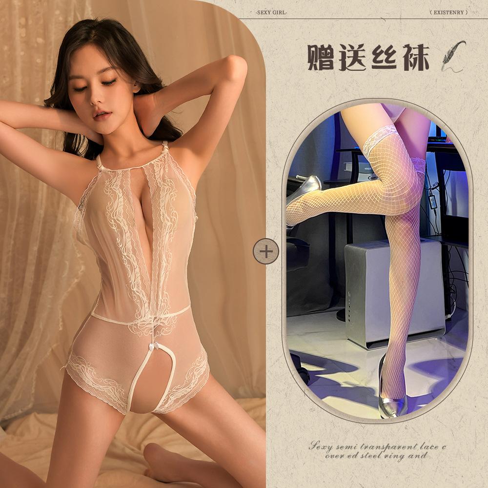 Sexy lingerie sexy one-piece passion uniform suit lace perspective seduction tight open gear 211