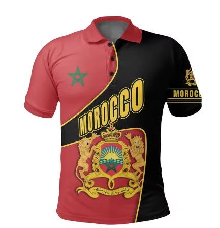 Morocco Polo Shirt Morocco National Flag 3D Printing Men and Women Casual Oversized Short Sleeve T