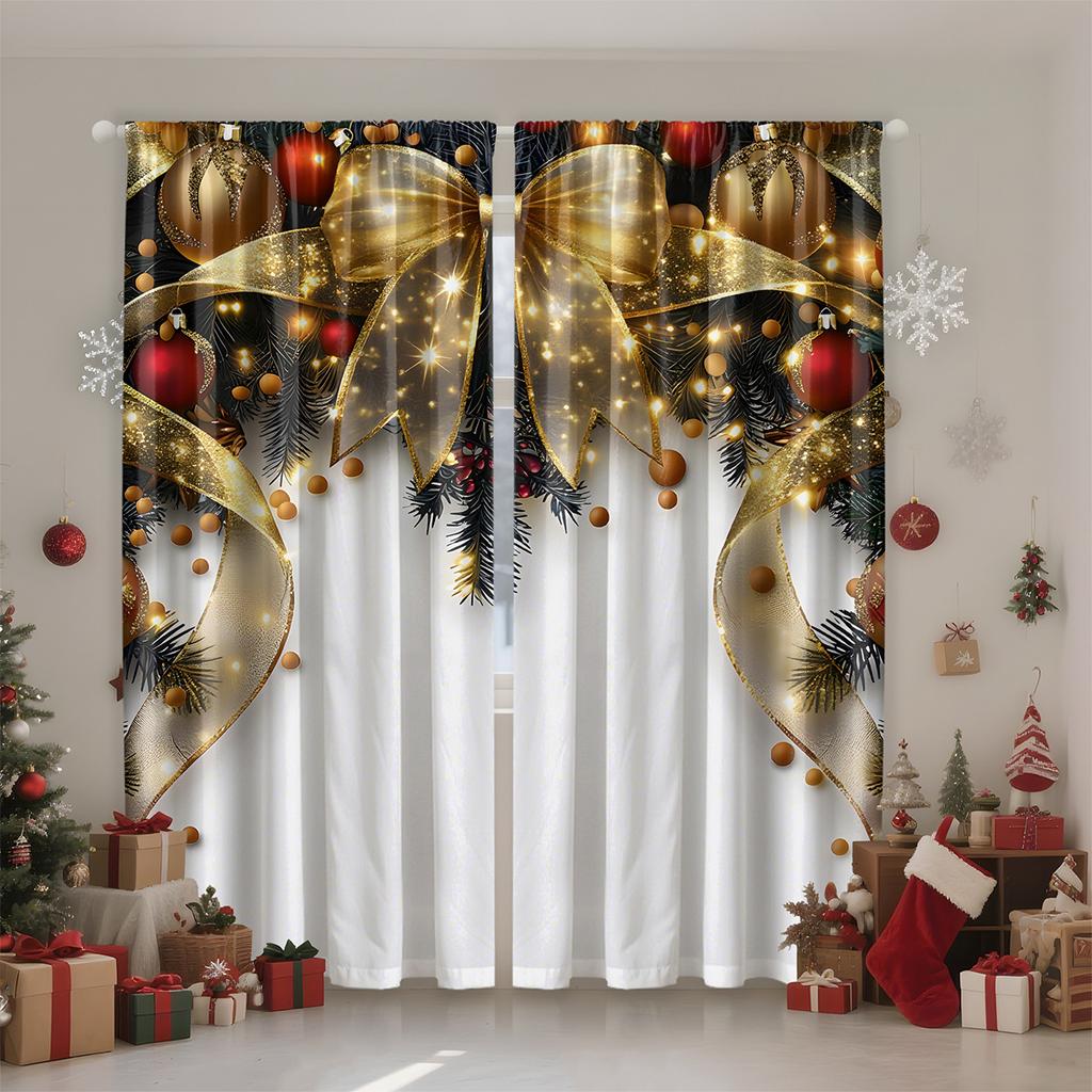 Plain Weave Digital Printing Christmas Curtains Blackout European And American Christmas Decorations