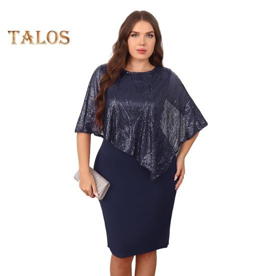 Ärmelloses Damen-Umhangkleid mit Paillettenbesatz Übergroßes Pailletten-Bodycon-Bleistiftkleid Damen Abend-Midikleid