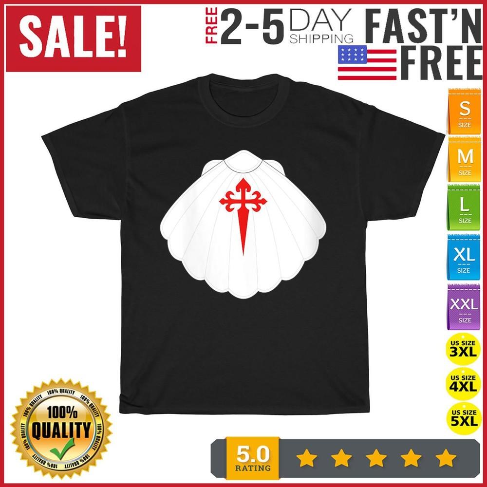 

Womens Camino de Santiago Pilgrim Way of Saint James Scallop Shell TShirt Unisex L
