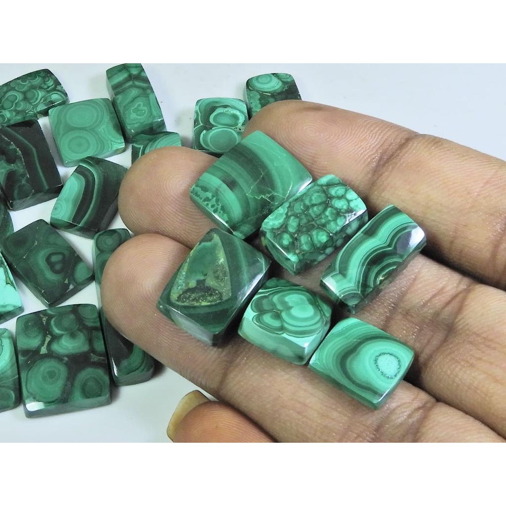 200Cts.Natural Green Malachite Ring Size Octagon Cabochon Gemstone 23Pcs Lot C-247
