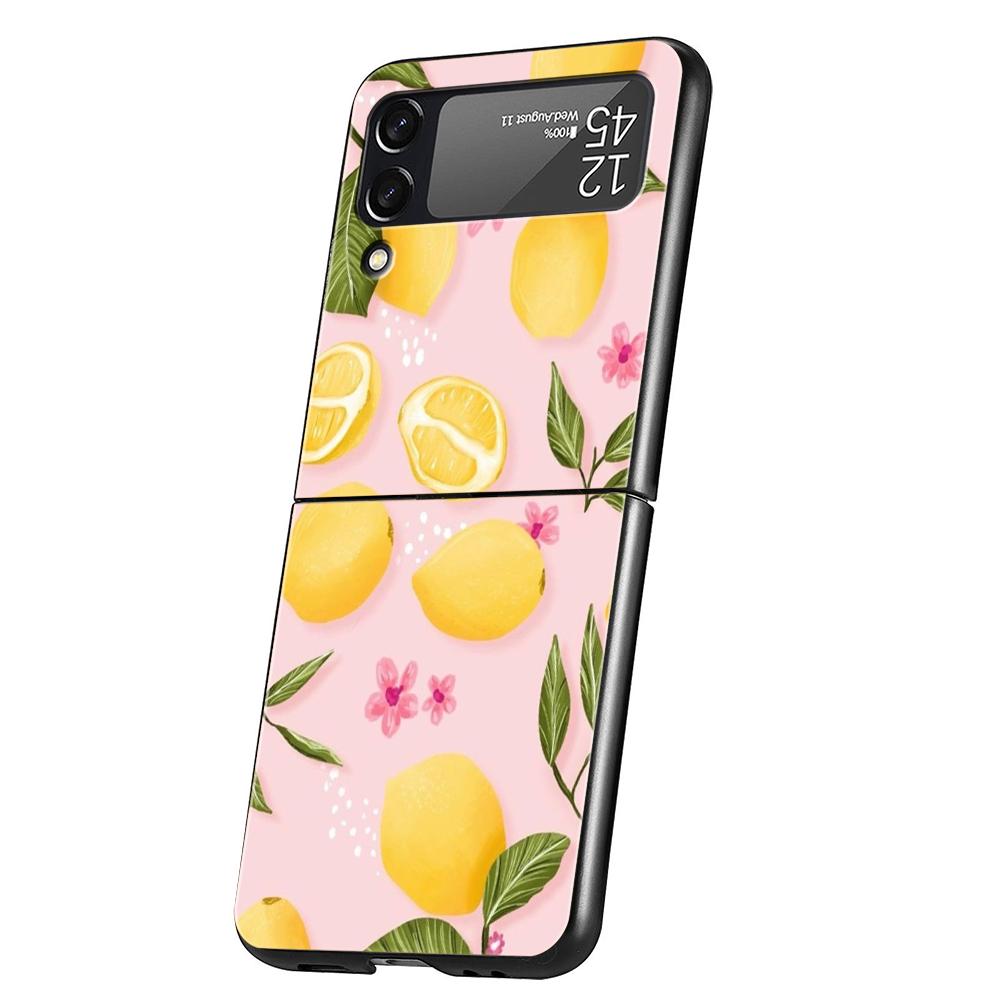 Luxus Handyhülle Für Samsung Galaxy Z Flip 3 4 5 6 Hartes Faltbares PC Für Samsung Z Flip3 Flip4 Flip5 Cover Retro Frucht Zitrone