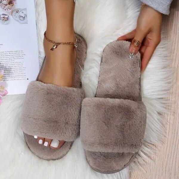 Winter Dames Winter Huis Furry Pantoffels Antislip Casual Binnen Flats Vloer Schoenen Dames Slippers Warme Schoenen Effen Kleuren
