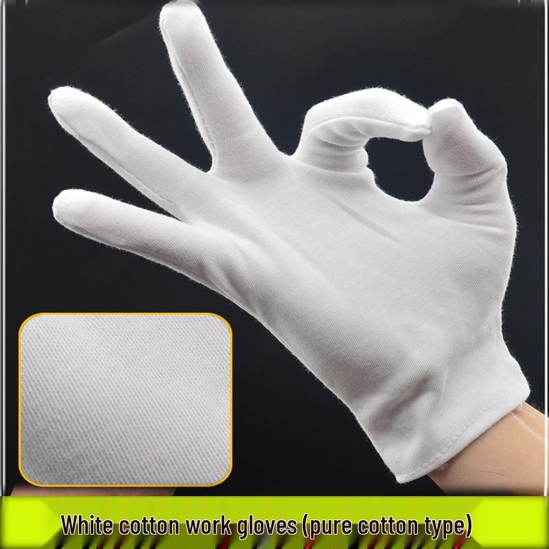 Sweat-Proof Medium-Thick White Cotton Work Gloves