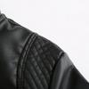 Women's Slim Leather Stand-Up Collar Zipper Stitching Solid Color Jacket