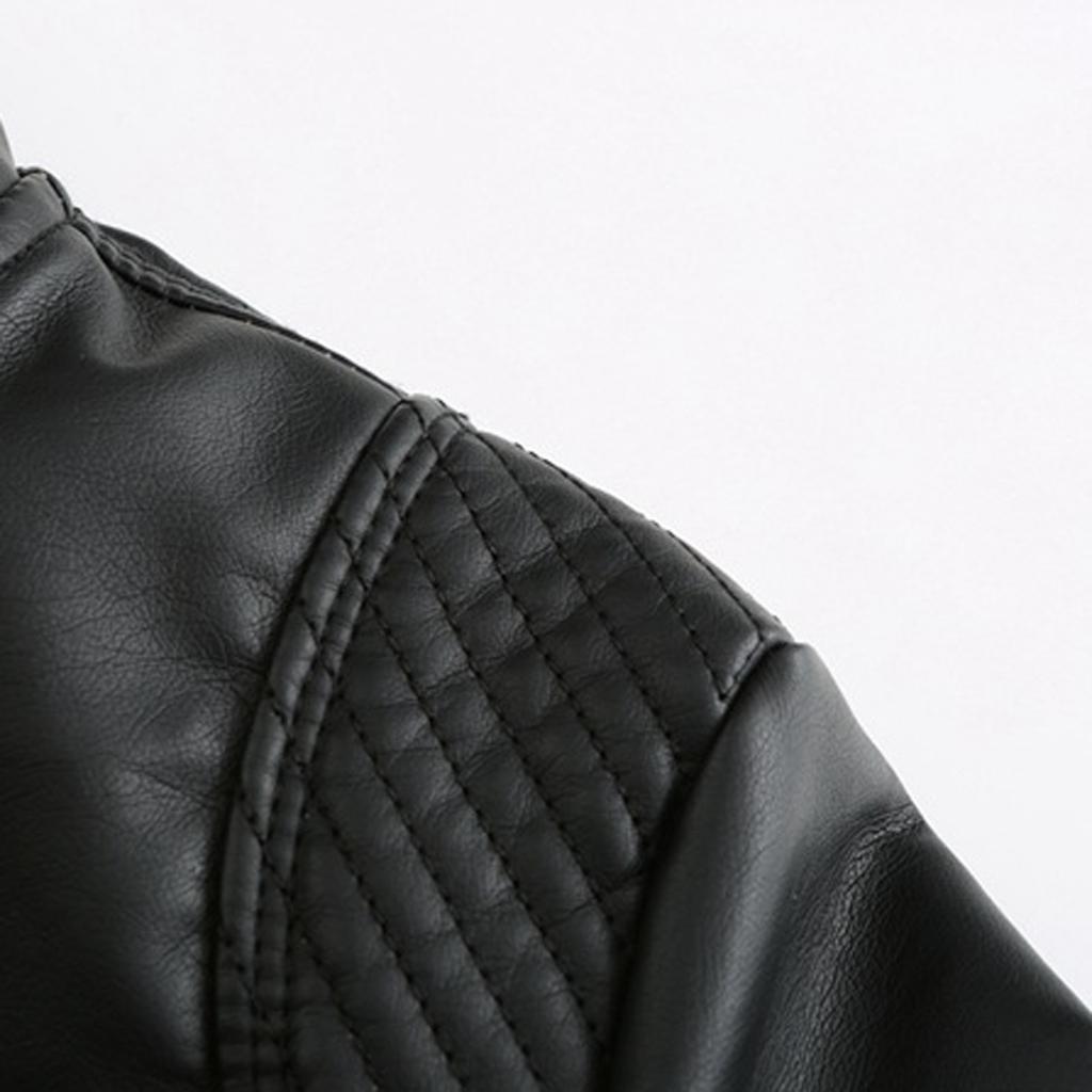 Women's Slim Leather Stand-Up Collar Zipper Stitching Solid Color Jacket