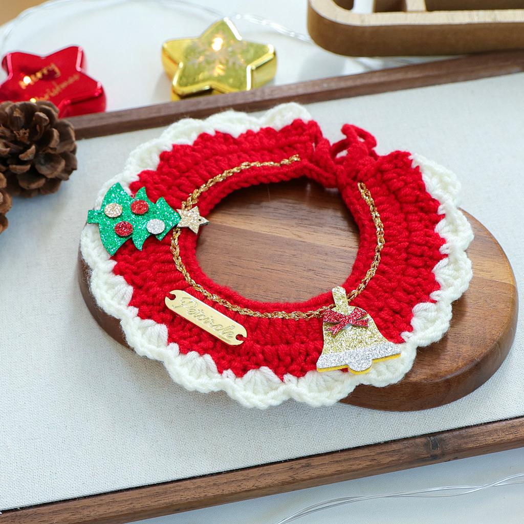 Pet Supplies Bib Hand Crocheted Snood Christmas Day Dog Cat Gold Label Saliva Towel Bib Collection