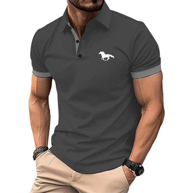 Summer Men's 3-button Lapel Short Sleeved Polo Shirt with Solid Color  Design Fashionable and Trendy Men's Short Sleeved Top