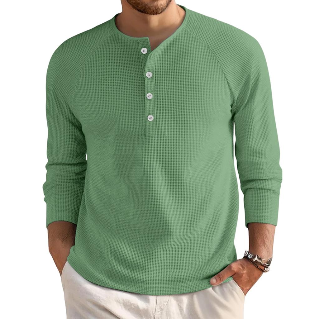 Men's Loose Casual Button Down Collar Long Sleeve Top