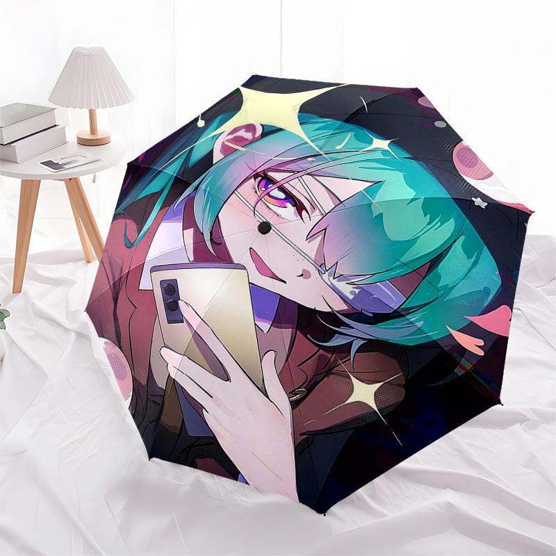 1 Stück Outdoor-Schirm mit Anime-Charakter-Design - Automatisches Öffnen/Schließen, Tragbares 3-fach faltbares Design, 8-Speichen-Eisenrahmen, Perfektes Geschenk für Fans, Tr