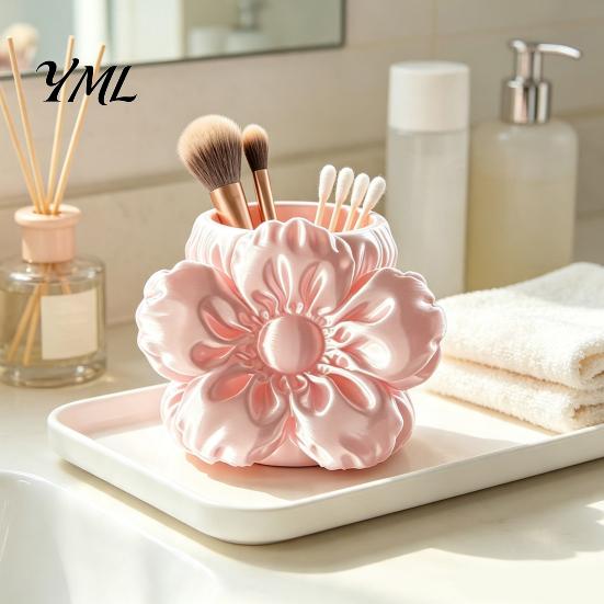 Unique Pencil Cup Flower Shape Pen Holder, 3D Printing Stand, Durable PLA Storage Stationery Organizer for Kids Case, Desktop Pencils Markers