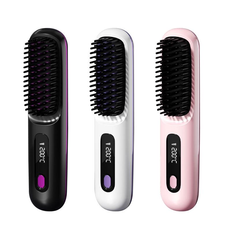Anti-Static Hair Straightener Brush with Conditioning Function Portable Straightening Comb for Healthy-Looking Hair