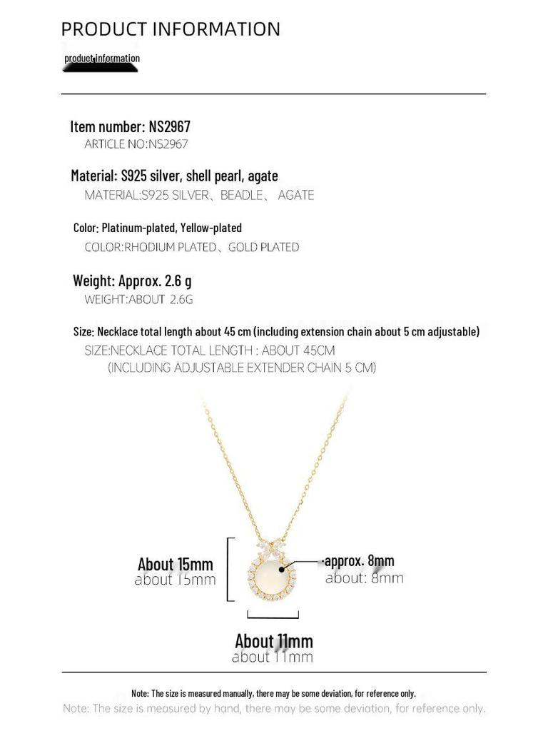 Banyan Tree S925 Silver Princess Bow Necklace with Chalcedony, Pearl & Diamond Accents