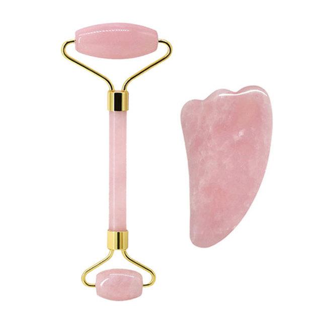 Face Jade Roller Rose Quartz Gua Sha Massage Board Facial Lifting Anti Wrinkle Beauty Skin Care Gouache Scraper Stone Massager