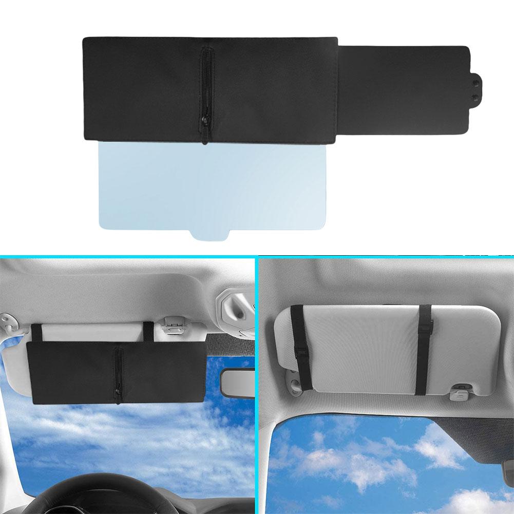 Polarized Sun Visor with Zipper Slider Car Sun Visor Extension with PC Lens and Side Sunshade Anti-Glare Car Visor UV-Filtering