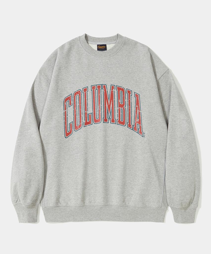 COLUMBIA UNIVERSITY Vtg Big Crack Heavy Terry Crew Neck_M.Gray