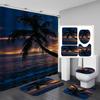 4Pcs Beach Series Shower Curtain Sets for Bathroom Non-Slip Bathroom Rugs Lid Toilet Cover Bath Mat