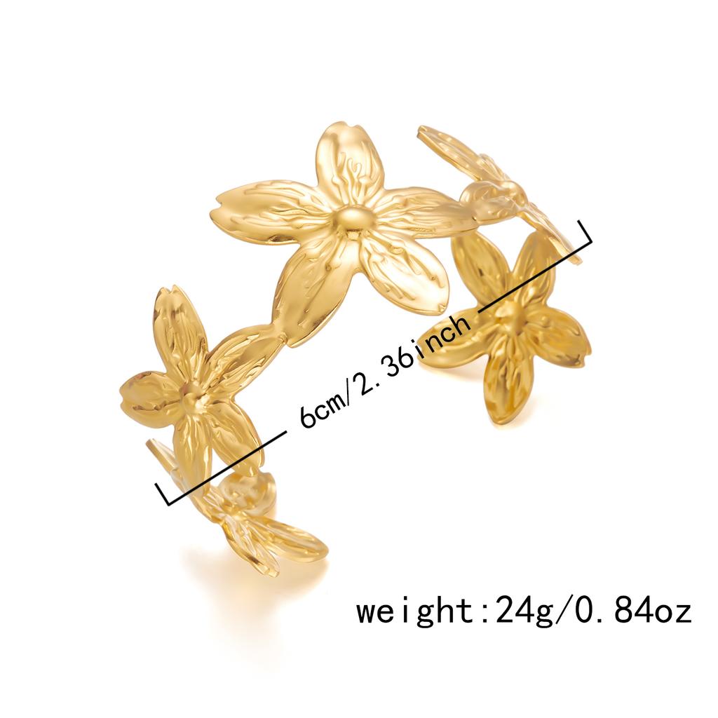 Creative Flower Stainless Steel Bangle Gold Color Waterproof Fashion Luxury Delicate Personality Jewelry Party Bracelet Gift
