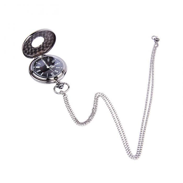 Vintage Roman Numerals Pocket Watch with Chain Hollow Case Steampunk Quartz Fob Watch