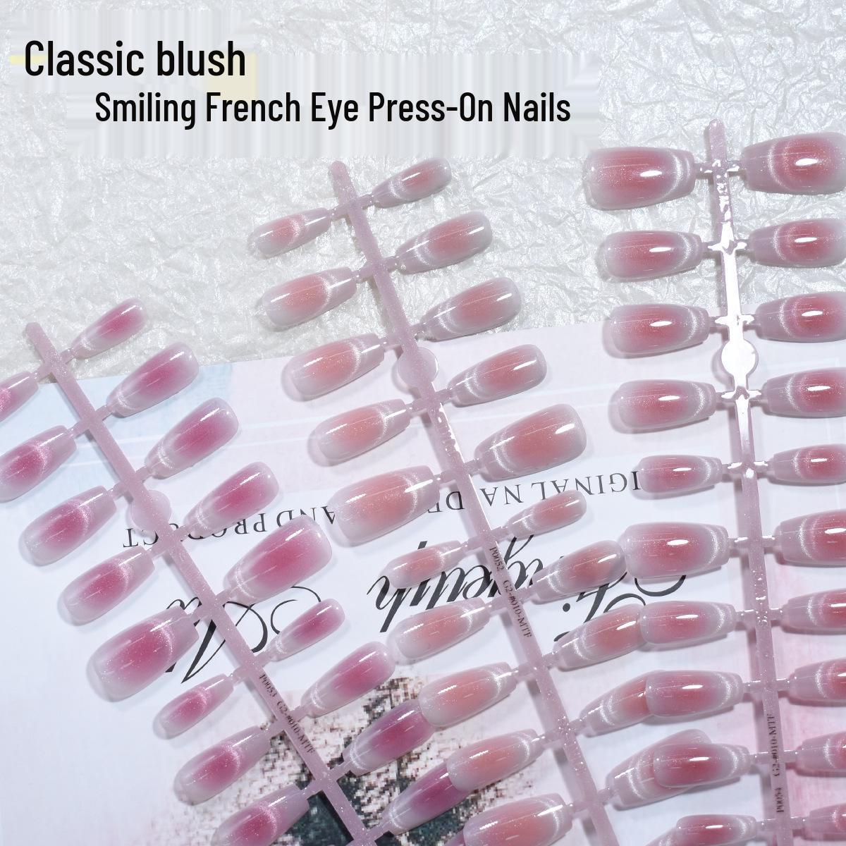 

P0052-54 Classic Blush French Cat Eye Wearable Short Nails, 30-Piece Set All Sizes