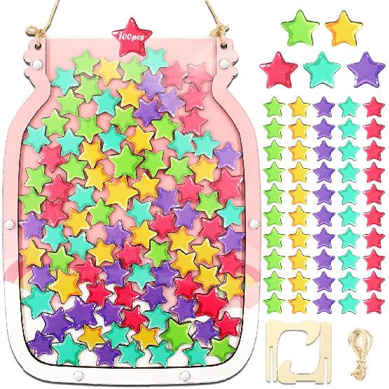100pcs Reward Jar Classroom, Reward Jar for Kids, Star Jar Behavior Management Classroom Tools, Reward Jar for Good Behavior Home Classroom School