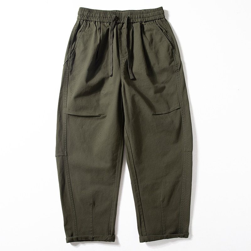 Men's Casual Pants 2025 Spring and Autumn New Japanese Style Basic Versatile Pure Cotton Pants Street Fashion Loose Wide-Leg Pants