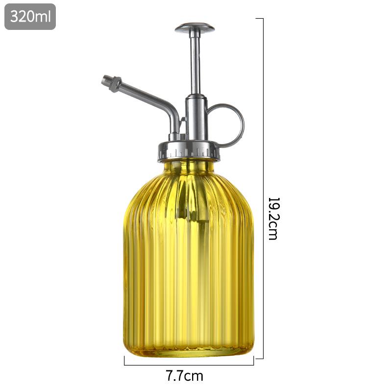 Creative Hand-Press Glass Watering Spray Bottle with Vertical Stripe Design
