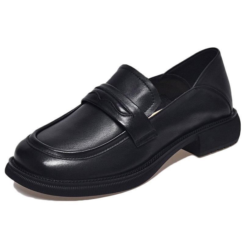 Shoes Women's Spring and Autumn New Leather Small Leather Shoes Flat Shoes Single Shoes Large Size Women's Shoes Casual