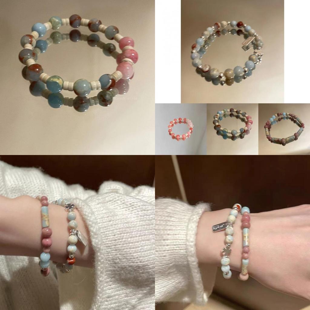 Vintage-Armband aus Keramik im Ethno-Stil mit Kreuz- und Kugelmotiv für Paare