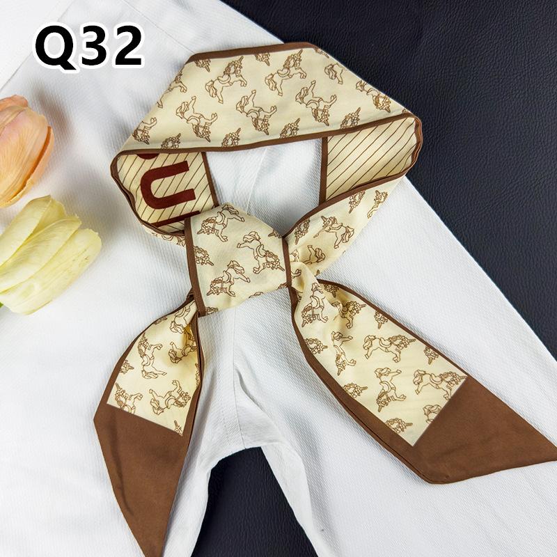 New Long Versatile Silk Scarf Tied Hair Band Bow Letter Floral Streamer Tied Bag Gift Small Silk Scarf