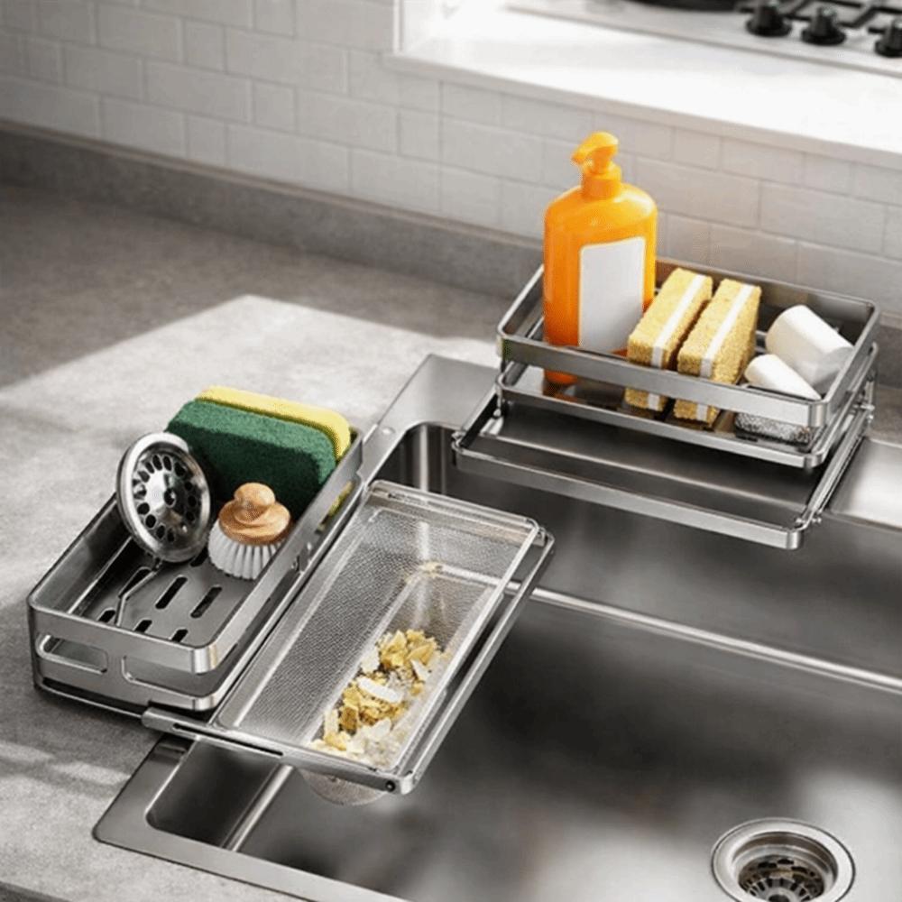 Large Capacity Self-Draining Sink Shelf Moisture-proof Soap Sponge Holder Bathroom