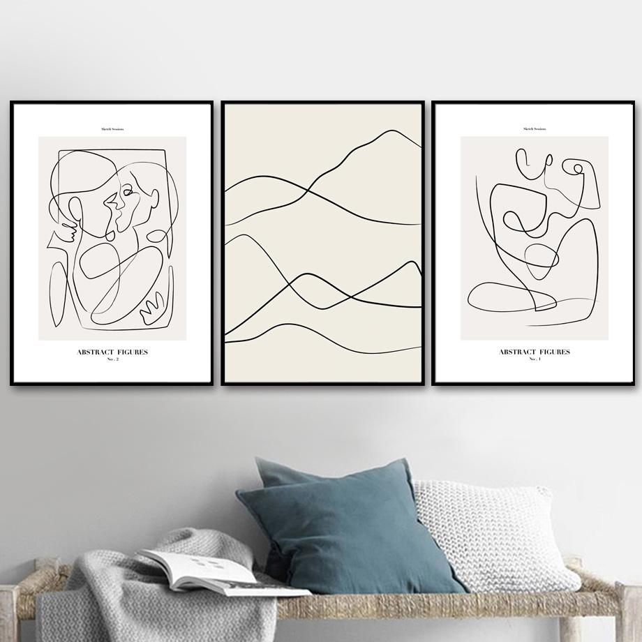 Minimalistické Abstraktní Body Line Figura Citáty Severské plakáty a tisky Nástěnné umění Obraz na plátně Dekor Obrazy do obývacího pokoje