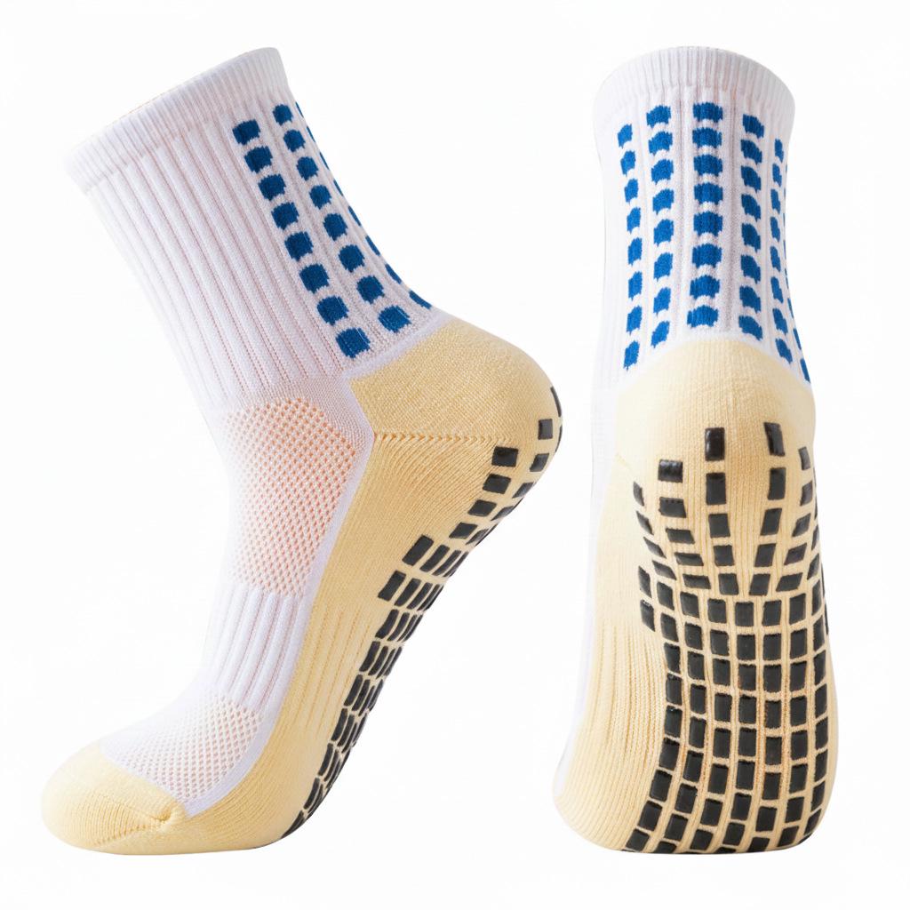 Unisex Anti-Slip Breathable Mid-Calf Football Socks with Moisture-Wicking Terry Sport Bottom