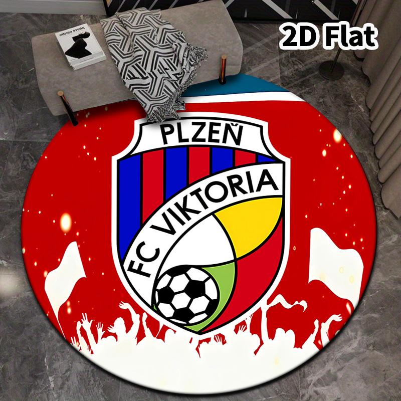Fc Viktoria Plzen Round Area Rug Carpet Rug For Living Room Bedroom Sofa Playroom Decor Nonslip Floor Mat