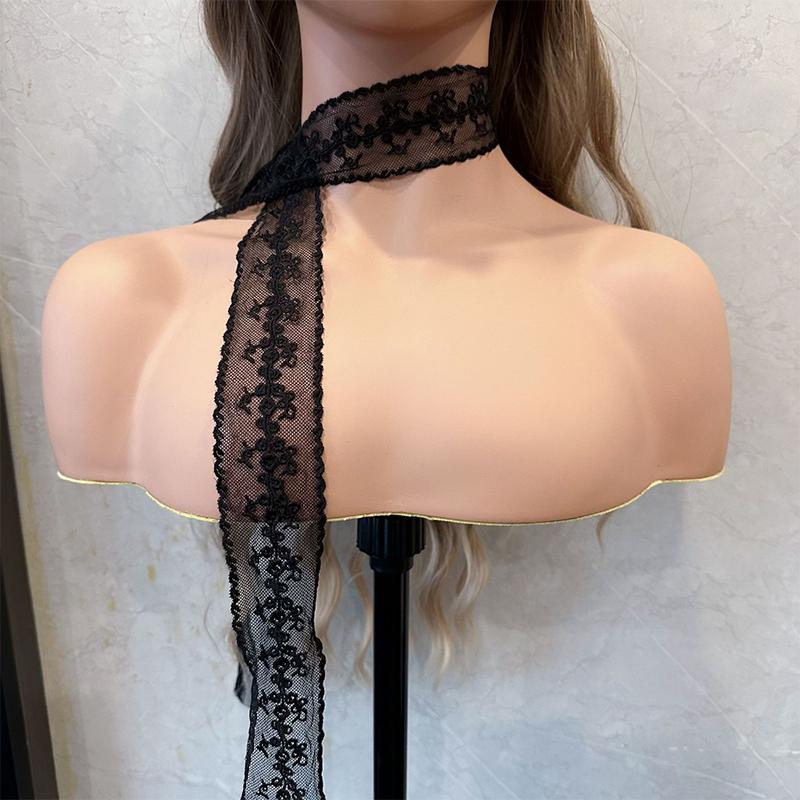 Sweet Flower Lace Neck Strap Dressing Decoration Korean Style Hair Band Neckerchief Transparent Long Ribbon Head Scarf