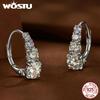 WOSTU 2CT Moissanite Luxury Wedding Drop Dangle Earrings for Women 925 Sterling Silver Engagement Diamond Cut Hoop Earrings