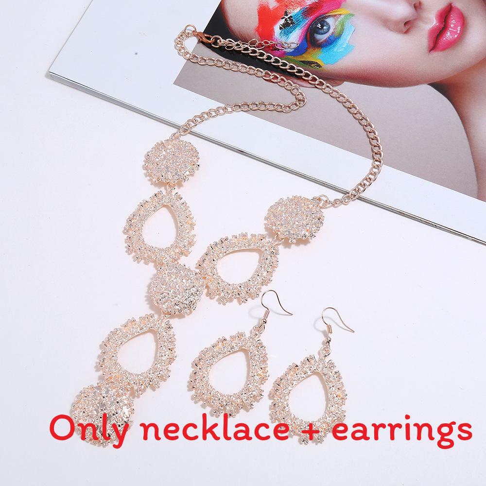 Water Chic Geometric Drop Necklace Set With Alloy Pendant And Chain Spring For