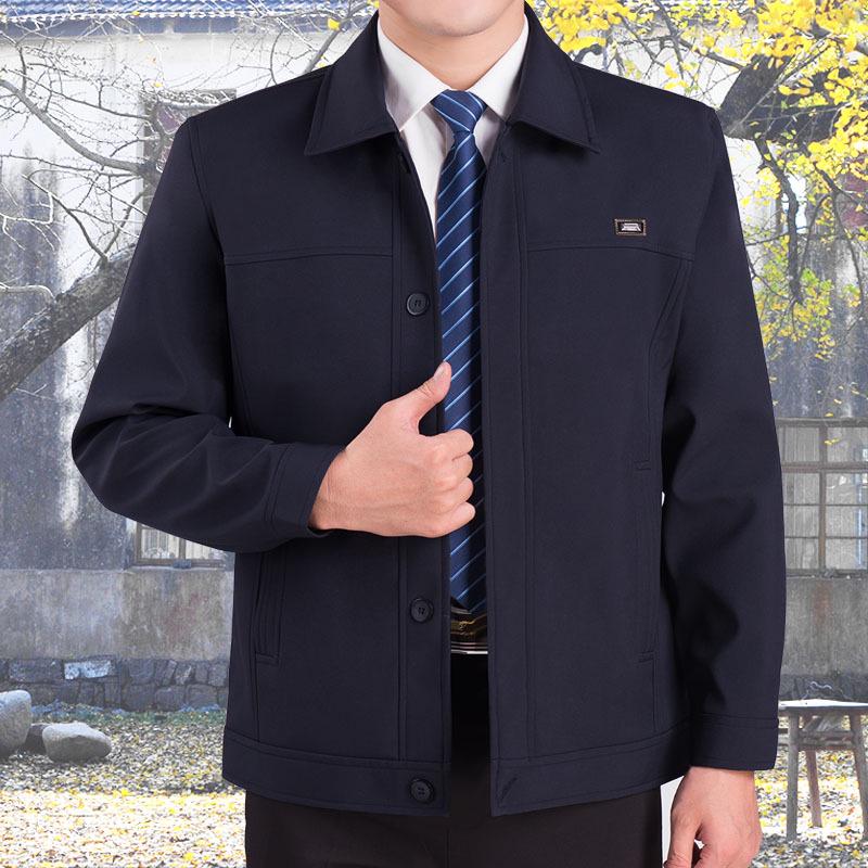 Men's Lapel Jacket - Mid-Aged & Elderly Spring/Autumn/Winter Overcoat Dad's Wear